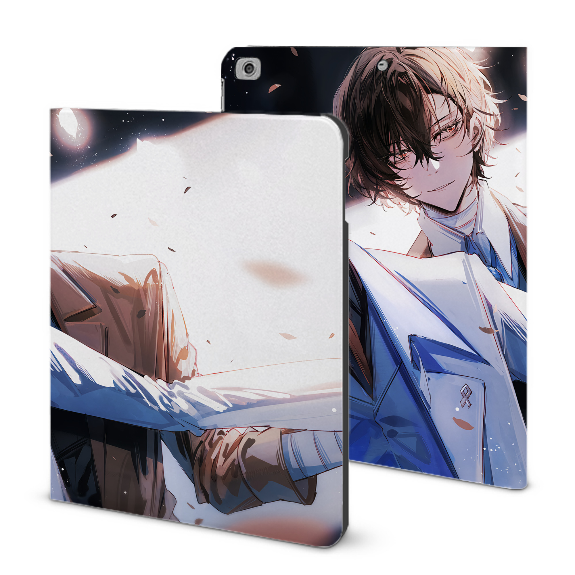 （画像用） 文豪ストレイドッグス Bungo Stray Dogs IPad ケース ブック型 PUレザー TPU 耐衝撃 軽量 薄型 ペン収納なし 全面保護 IPad 各モデル対応